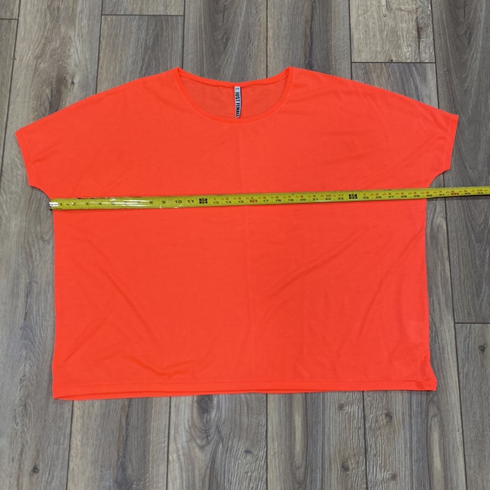 JUST FEMALE Oversized Neon Orange/Pink S/M Tee Shirt - Picture 4 of 11